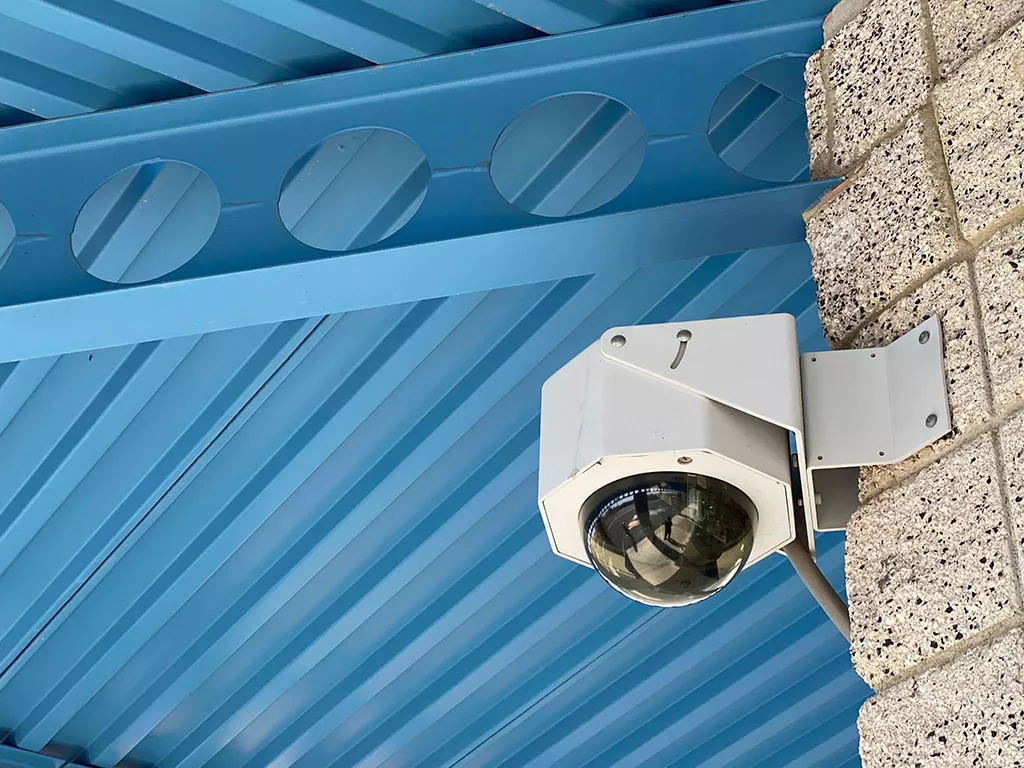 Security camera on the wall